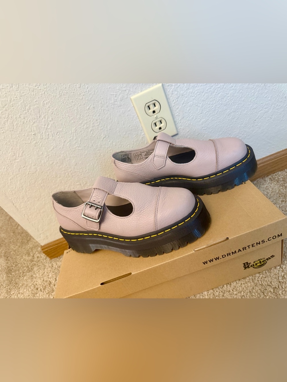Dr. Martens | Bethan Pisa Leather Platform Mary Jane Shoes in Vintage Taupe - Picture 14 of 14